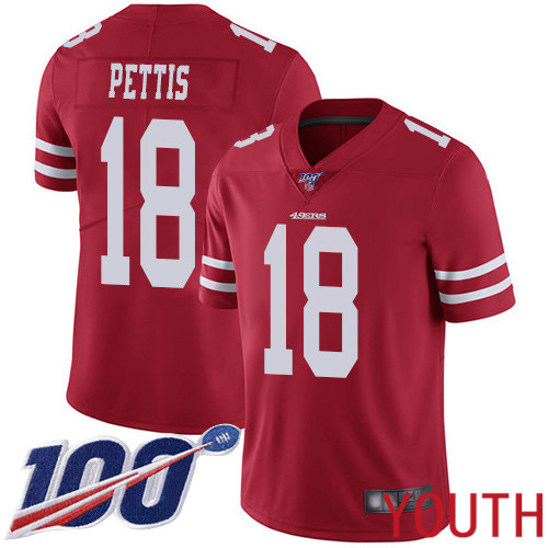 San Francisco 49ers Limited Red Youth Dante Pettis Home NFL Jersey #18 100th Season Vapor Untouchable->youth nfl jersey->Youth Jersey